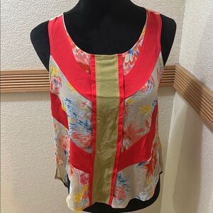 Margo & Sebastian Size M Floral Sleeveless Top - Red and Yellow!